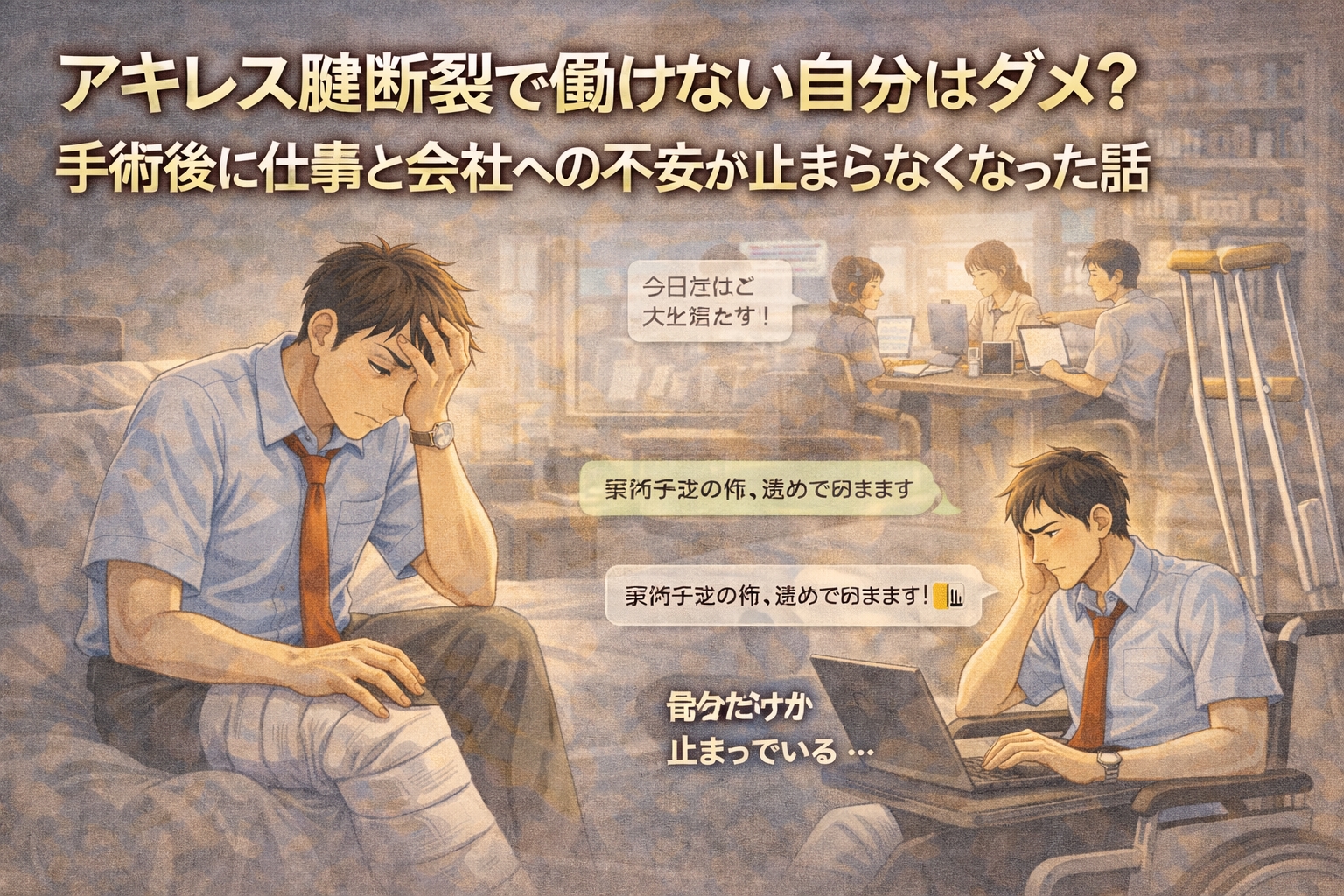 アキレス腱断裂で働けない自分はダメ？手術後に仕事と会社への不安が止まらなくなった話