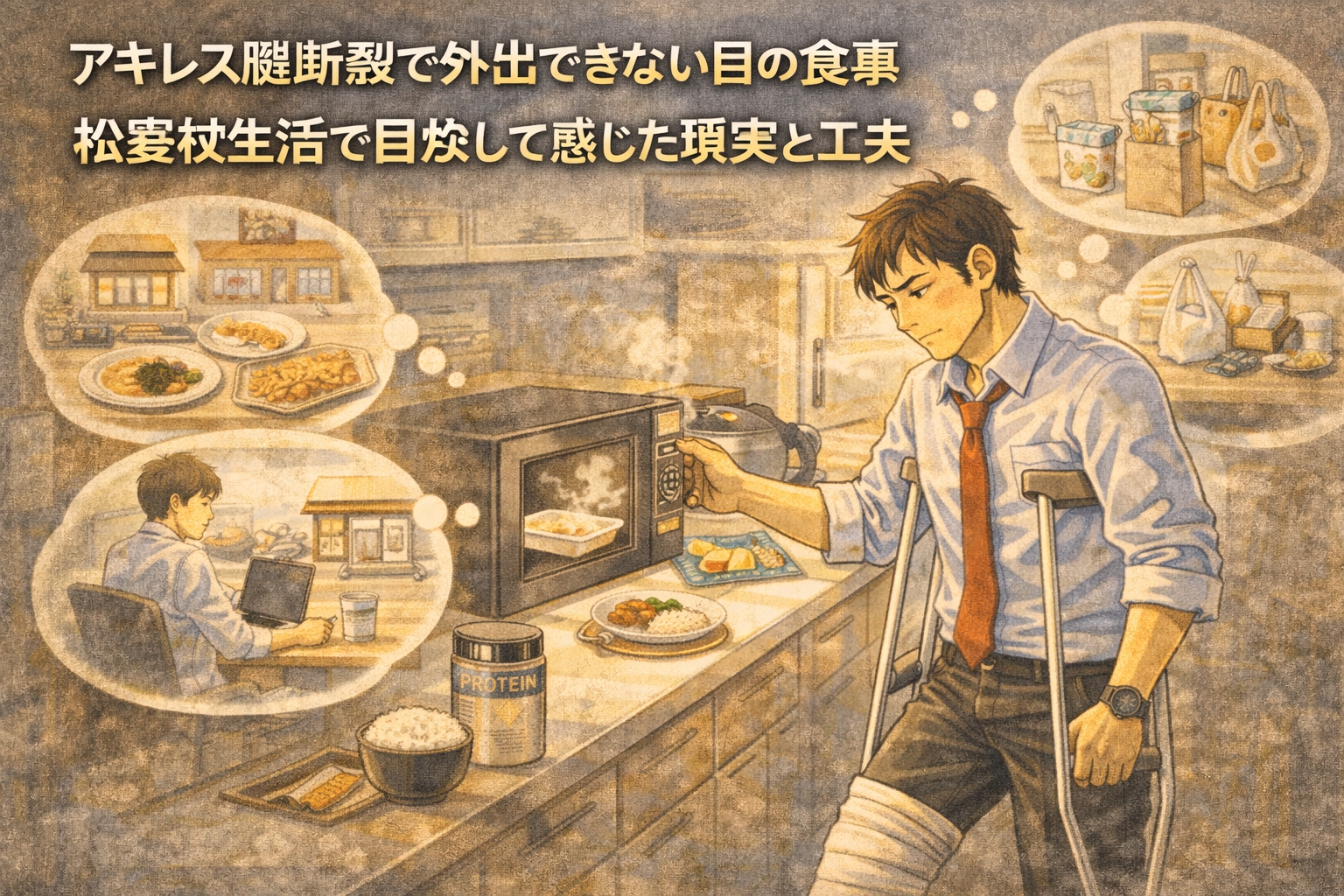 アキレス腱断裂後の食事問題｜松葉杖生活で自炊はできるのか