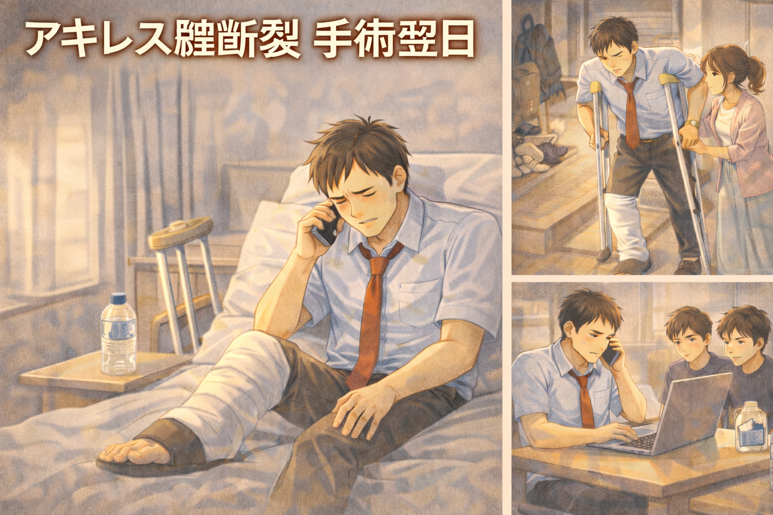 アキレス腱断裂 手術翌日｜痛み・動ける範囲・仕事はできる？術後1日のリアル記録