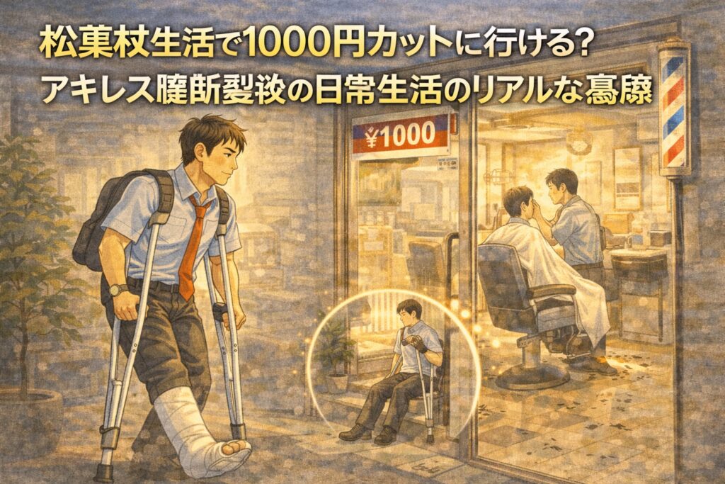松葉杖生活で1000円カットに行ける？アキレス腱断裂後の日常生活のリアルな葛藤