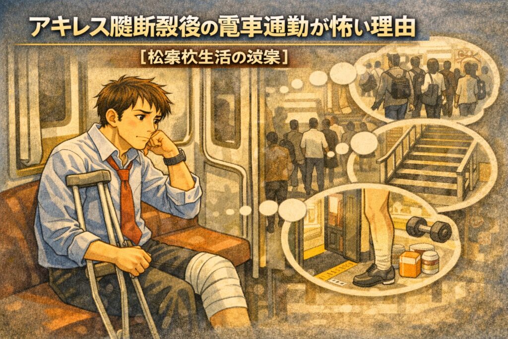 アキレス腱断裂後の電車通勤が怖い理由【松葉杖生活の現実】
