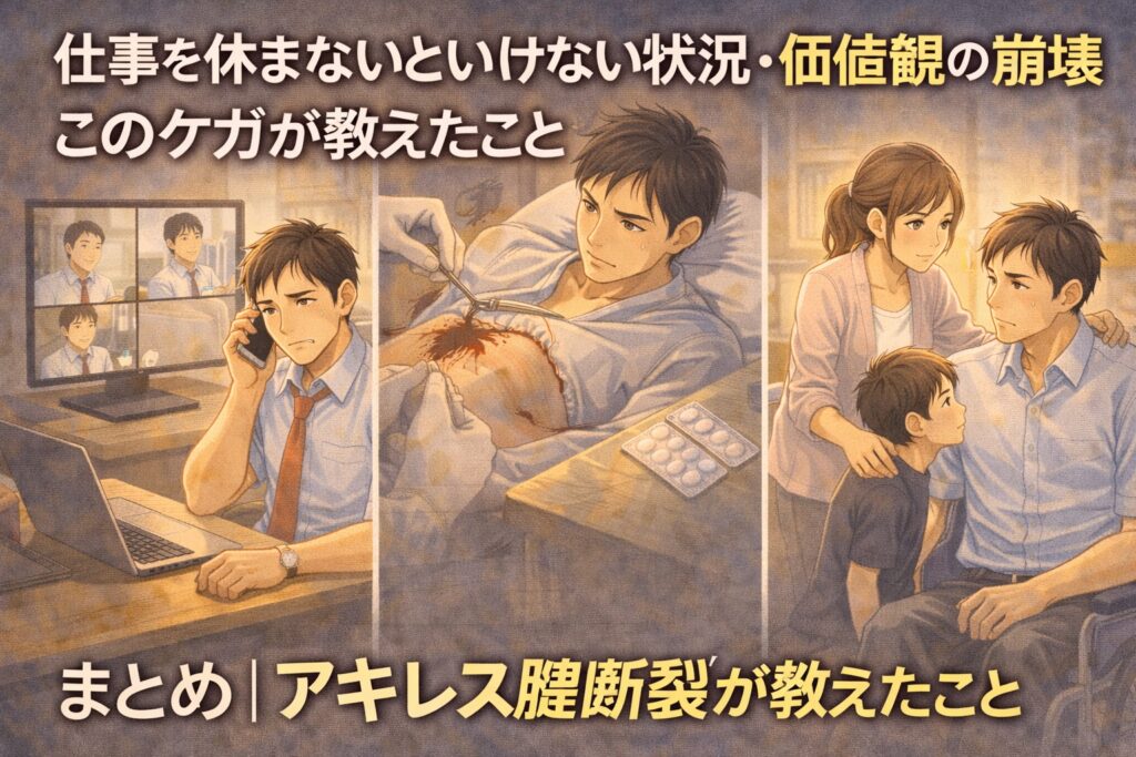 アキレス腱断裂で仕事を休まないといけない状況・価値観の崩壊・このケガが教えたこと