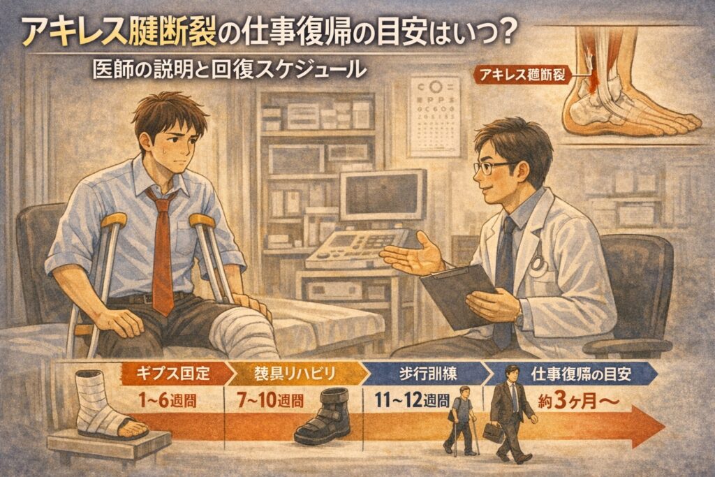 アキレス腱断裂の仕事復帰の目安はいつ？医師の説明と回復スケジュール