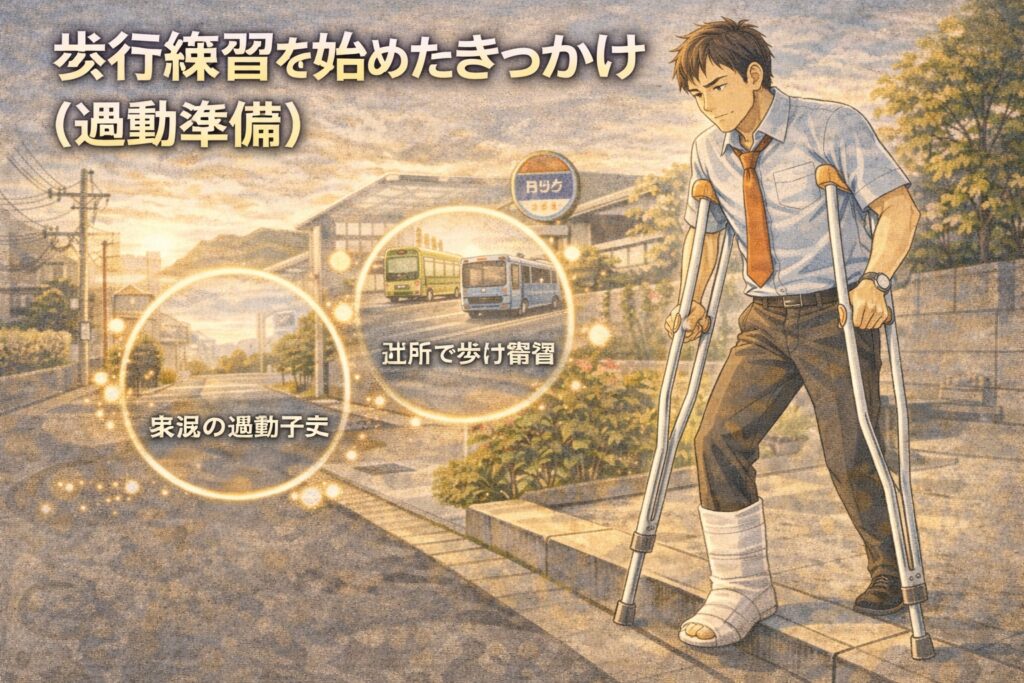 歩行練習を始めたきっかけ（通勤準備）