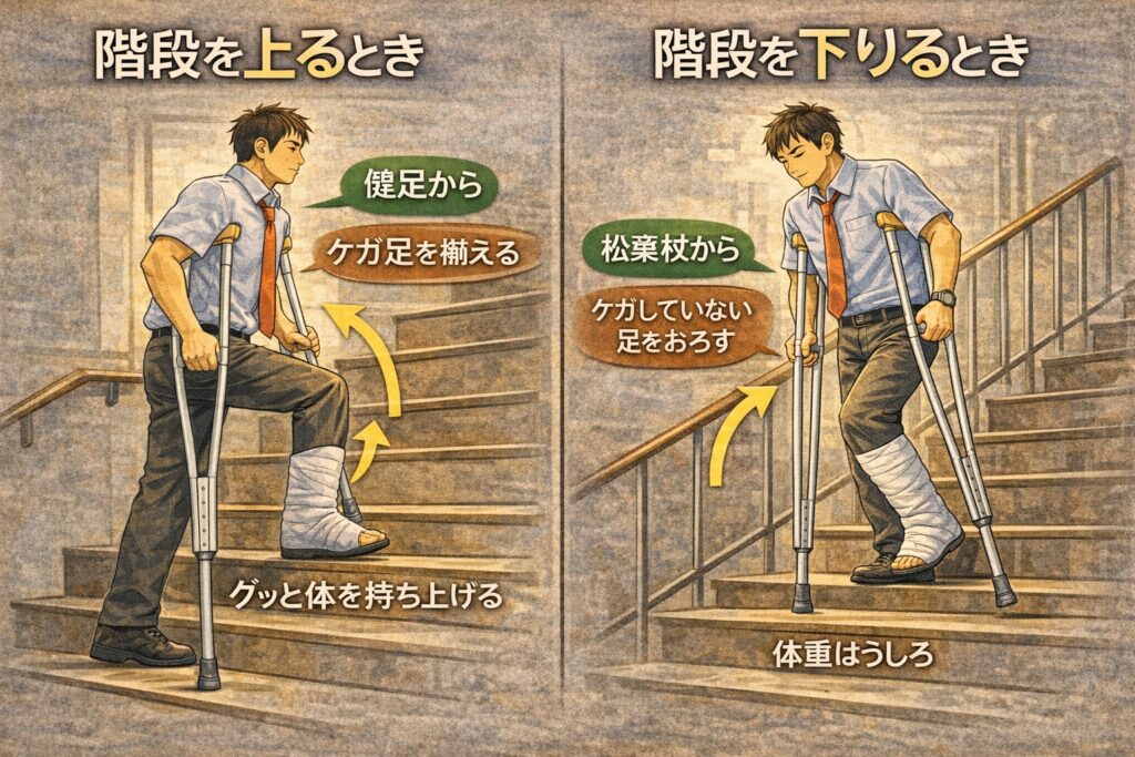 アキレス腱断裂後の階段の上り方・下り方のコツ