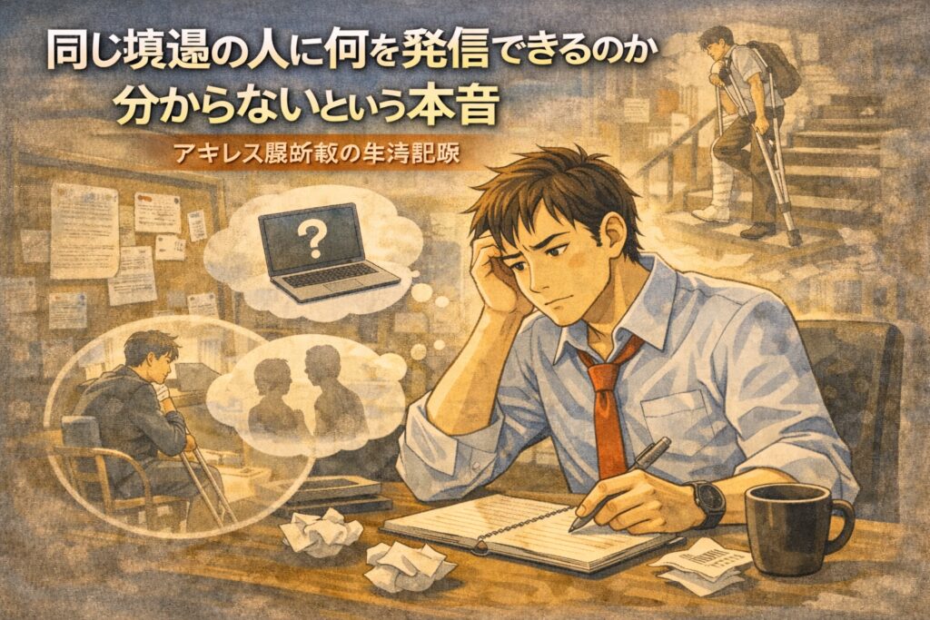 同じ境遇の人に何を発信できるのか分からないという本音｜アキレス腱断裂の生活記録