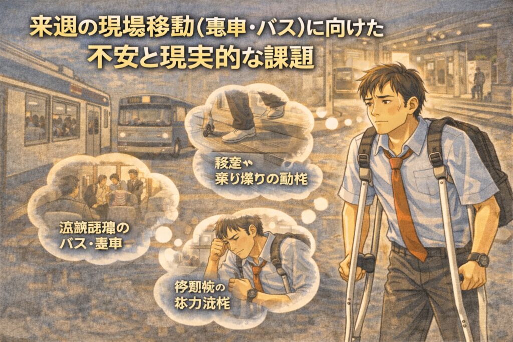 アキレス腱断裂　移動（電車・バス）に向けた不安と現実的な課題