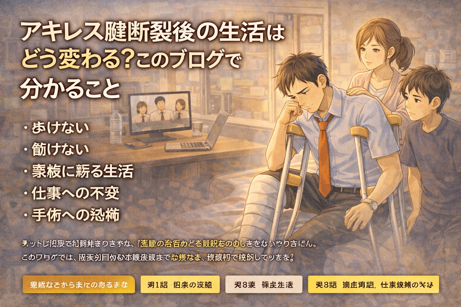 アキレス腱断裂後の生活はどう変わる？このブログで分かること