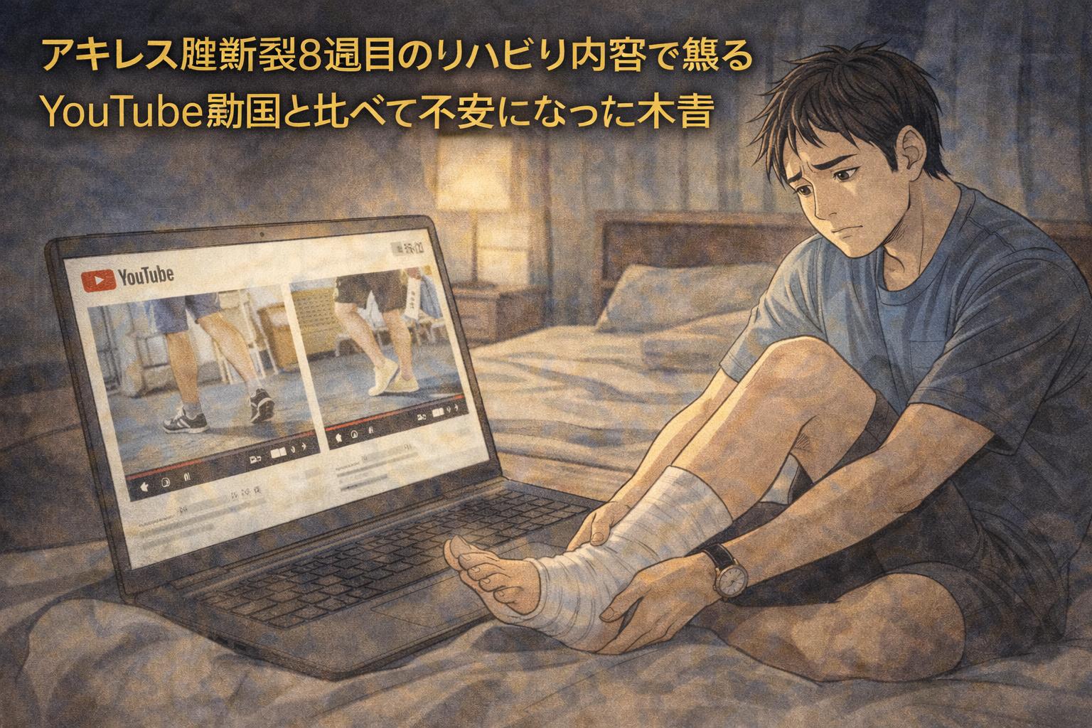 アキレス腱断裂8週目のリハビリ内容で焦る｜YouTube動画と比べて不安になった本音