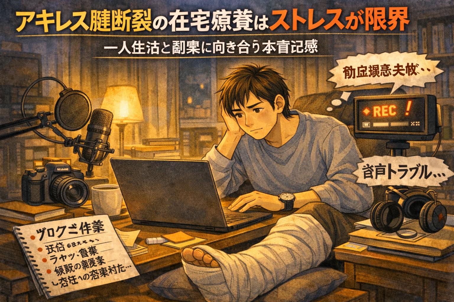 アキレス腱断裂の在宅療養はストレスが限界｜一人生活と副業に向き合う本音記録