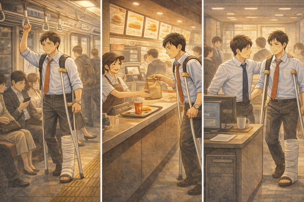 松葉杖での仕事復帰｜出勤が当たり前になっていく空気