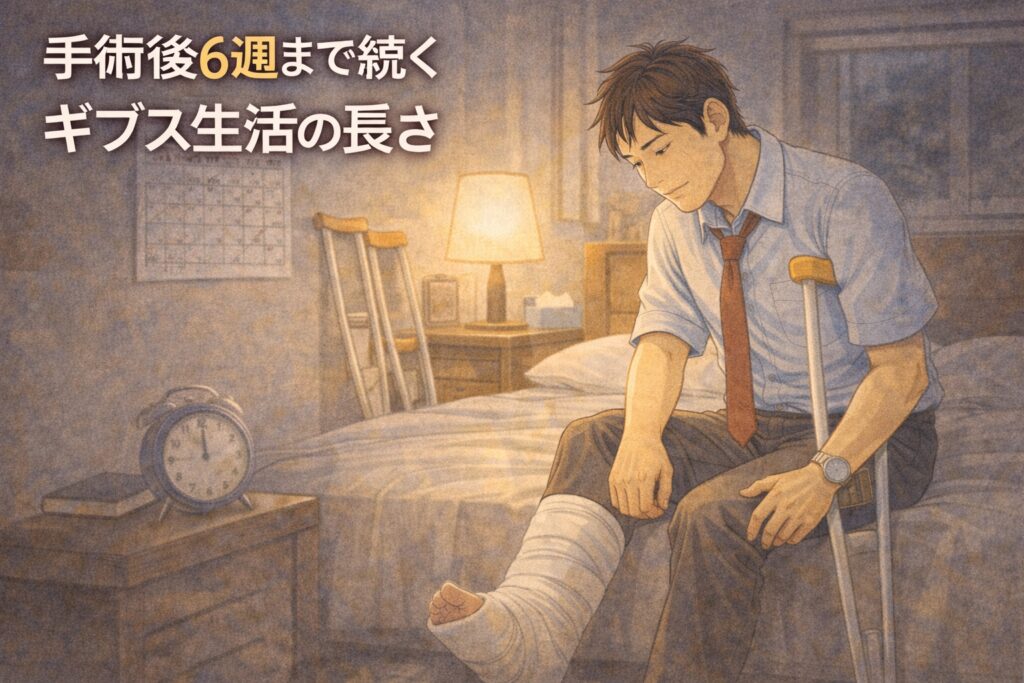 手術後6週まで続くギブス生活の長さ