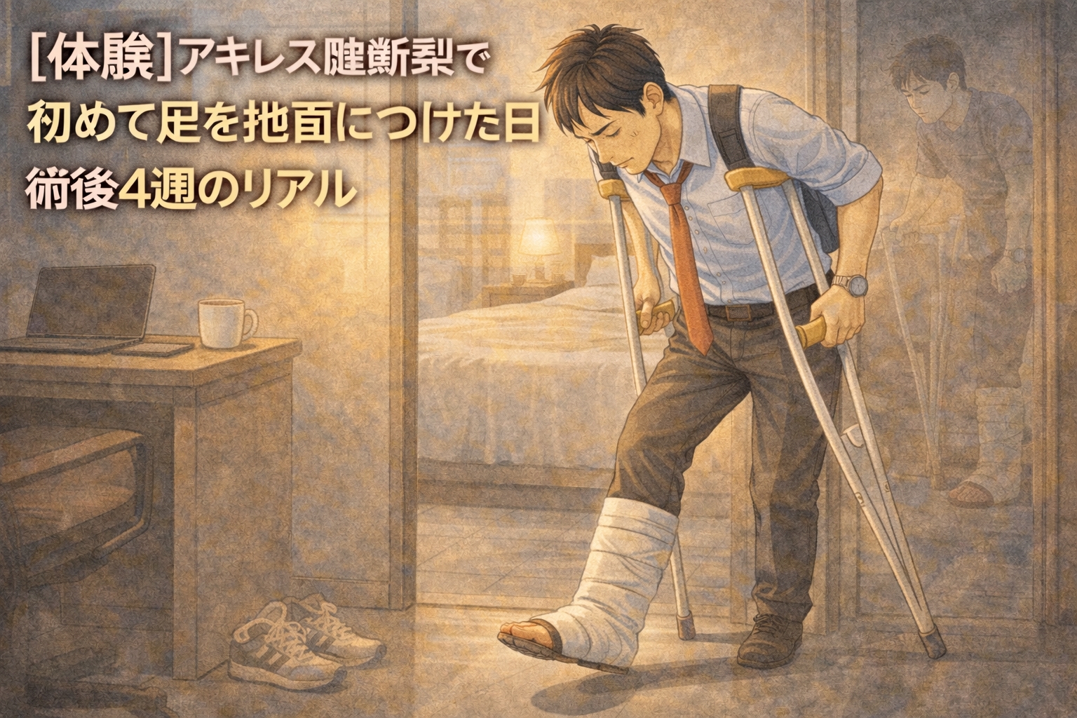 【体験】アキレス腱断裂で初めて足を地面につけた日｜術後4週のリアル