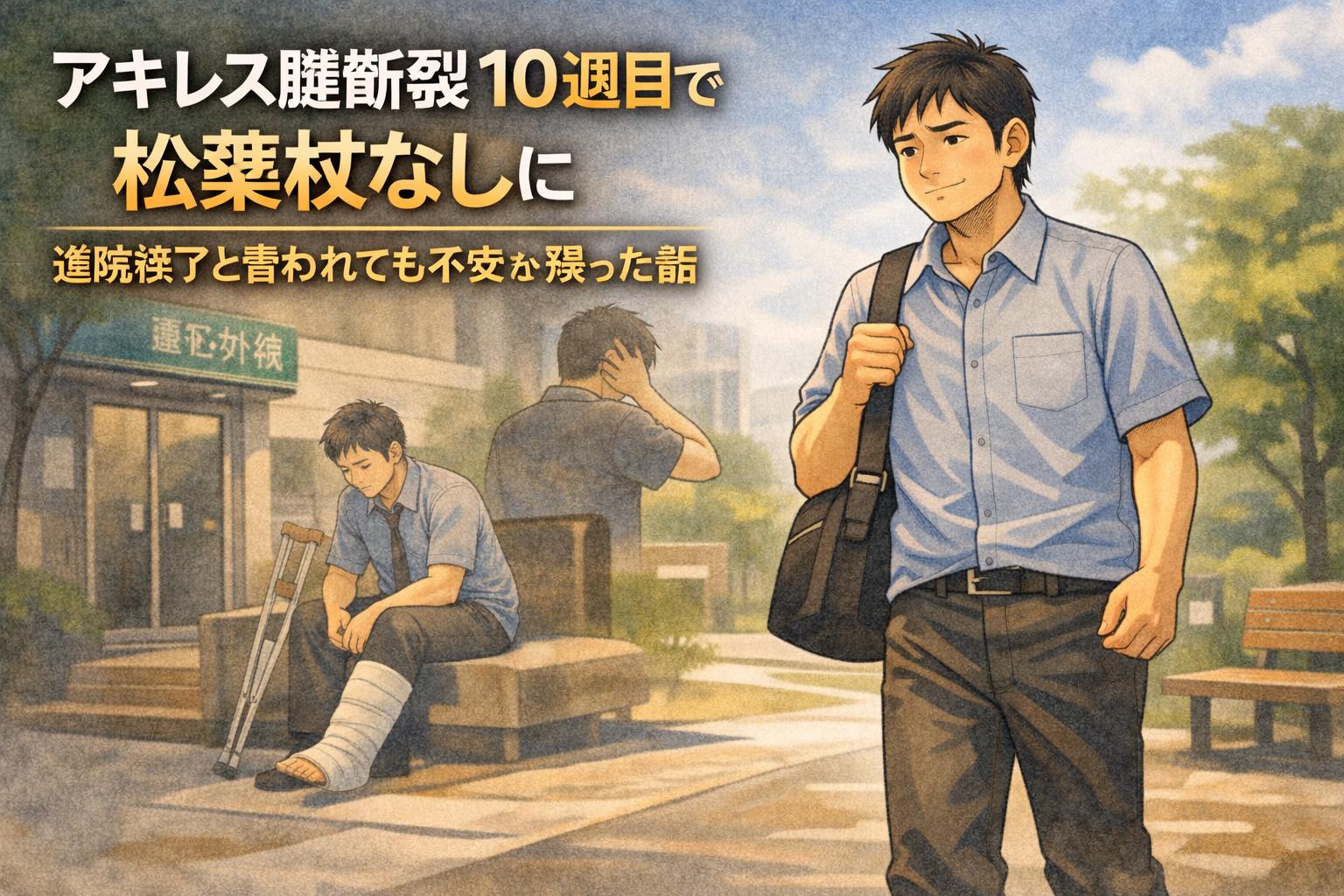 アキレス腱断裂10週目で松葉杖なしに｜通院終了と言われても不安が残った話