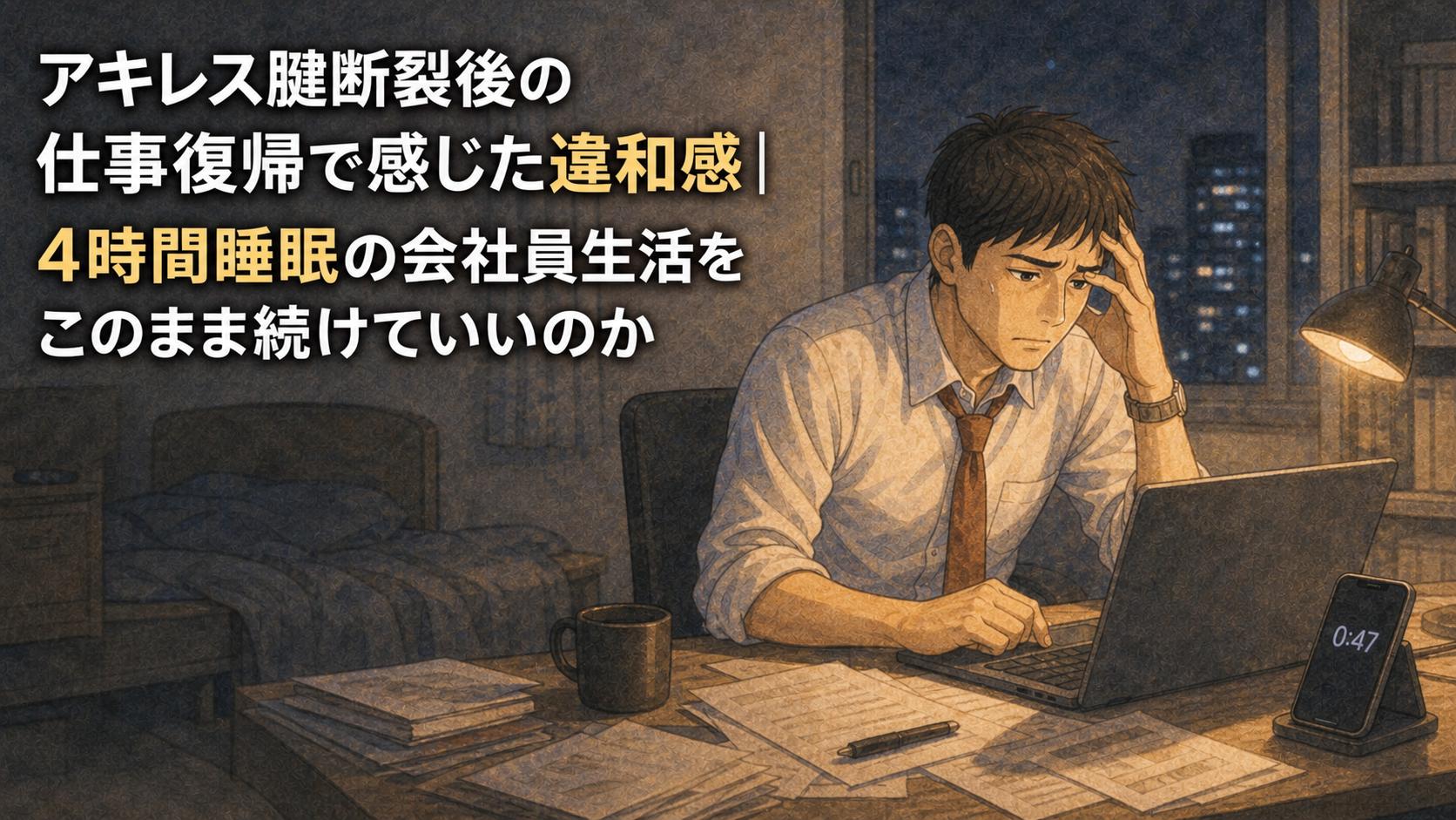 アキレス腱断裂後の仕事復帰で感じた違和感｜4時間睡眠の会社員生活をこのまま続けていいのか